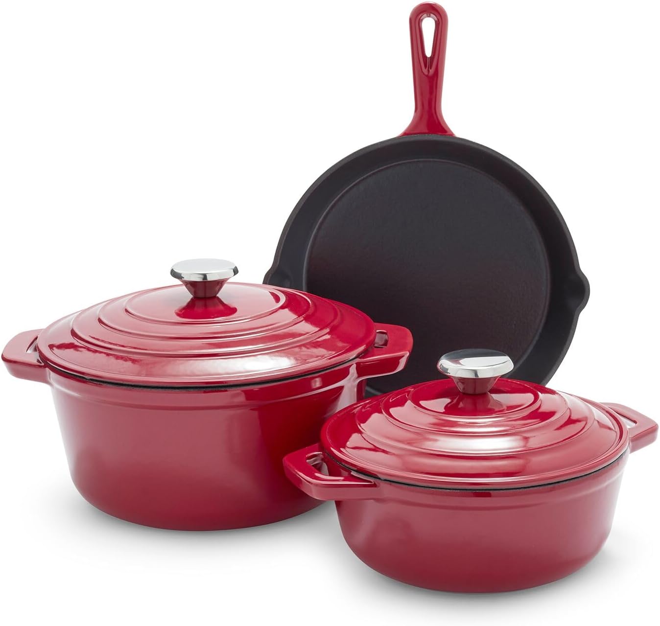 Sur La Table Enameled Cast Iron Cookware Set – Includes 5-Qt & 2.5-Qt Dutch Ovens with Lids and 10