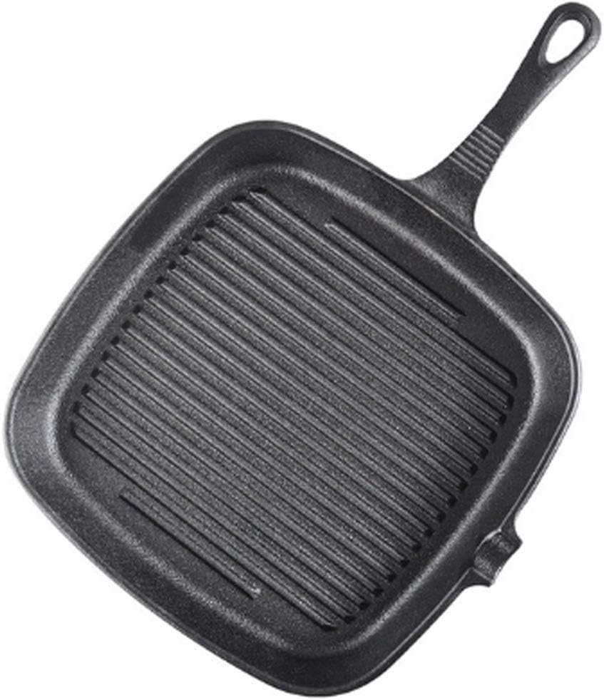 Cast Iron Steak Skillet Grill Pan Nonstick Steak Frying Pan Home Garden Wok Pan Induction Cooker for Gas Stoves and