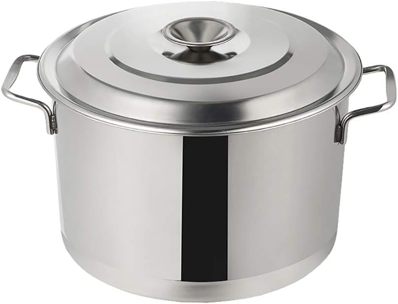 Large Food Grade 304 Stainless Steel Soup Barrel Soup Kitchen,3-Layer Composite Bottom,22-60cm (Silver-50cmx50cm