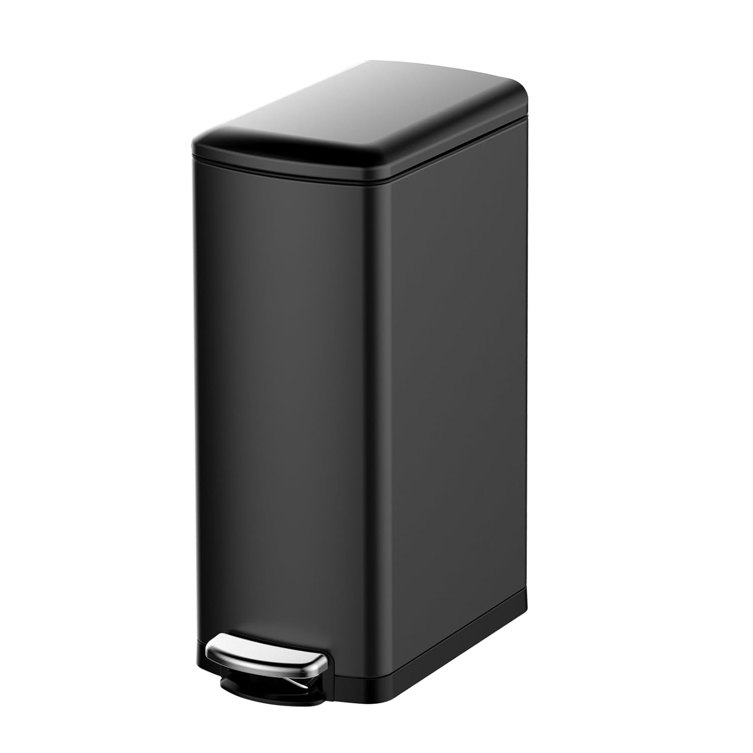 14.8 Gallon / 56L Kitchen Trash Can with Wing Lid, 2 x 7.4Gal Dual Compartments Slim Stainless Steel Garbage Can with 2 Removable Inner Buckets, Fingerprint-Proof Step Rubbish Bin With Soft-Close Lid