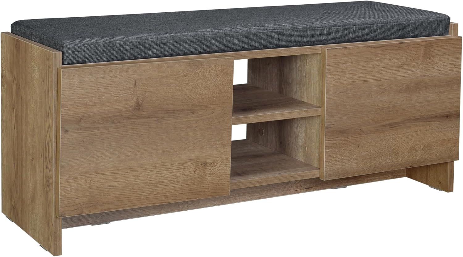 Niche Shoe Storage Cabinet with Shelves and Bench - Rustic Walnut