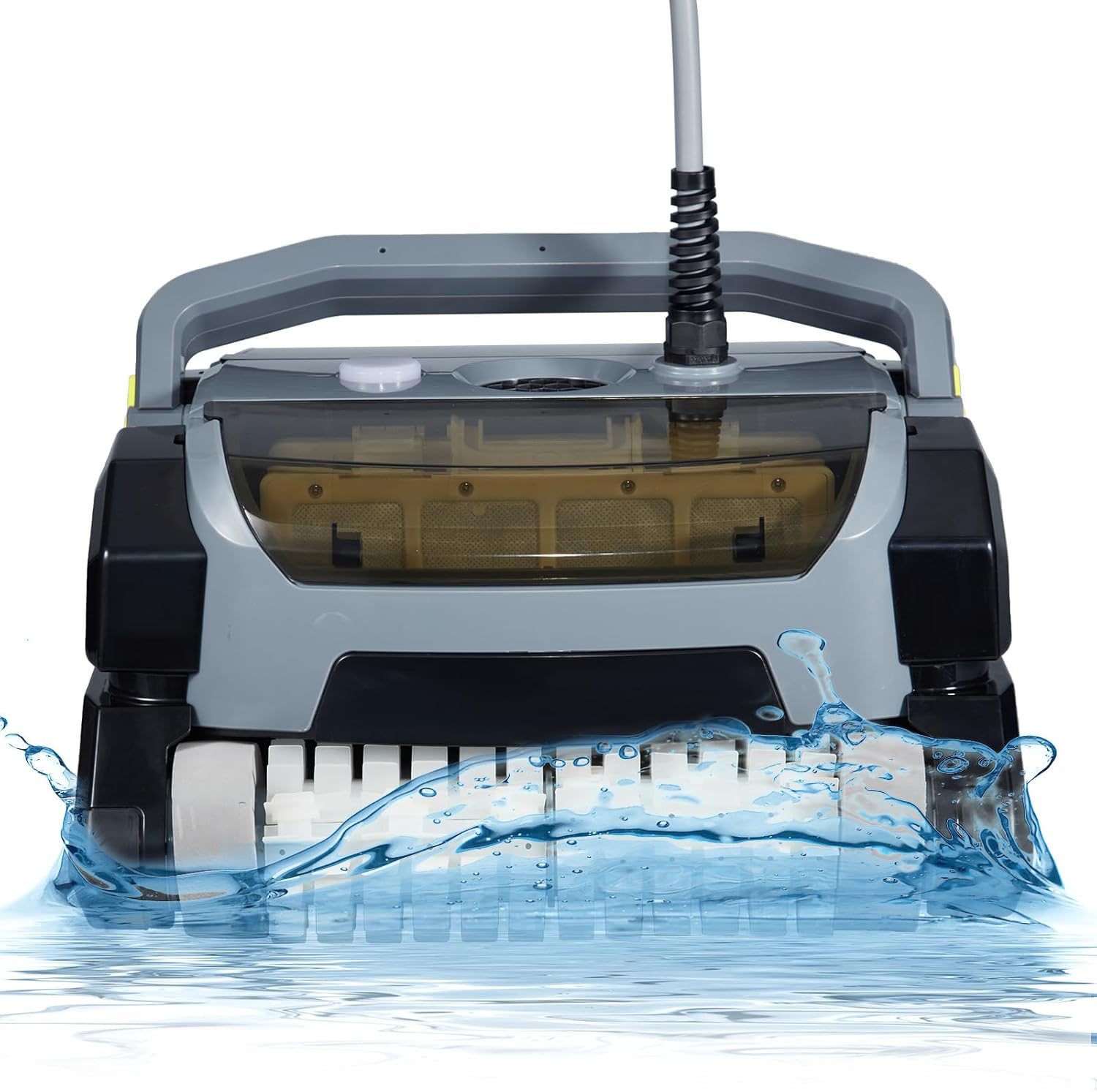 Robotic Pool Vacuum Cleaner 130W, Waterliner Clean, Wall Climbing Capability, w/Top Load Filters, Wall Climbing Scrubber Brush for Above/In-Ground Pools Up to 50FT in Length - Gray