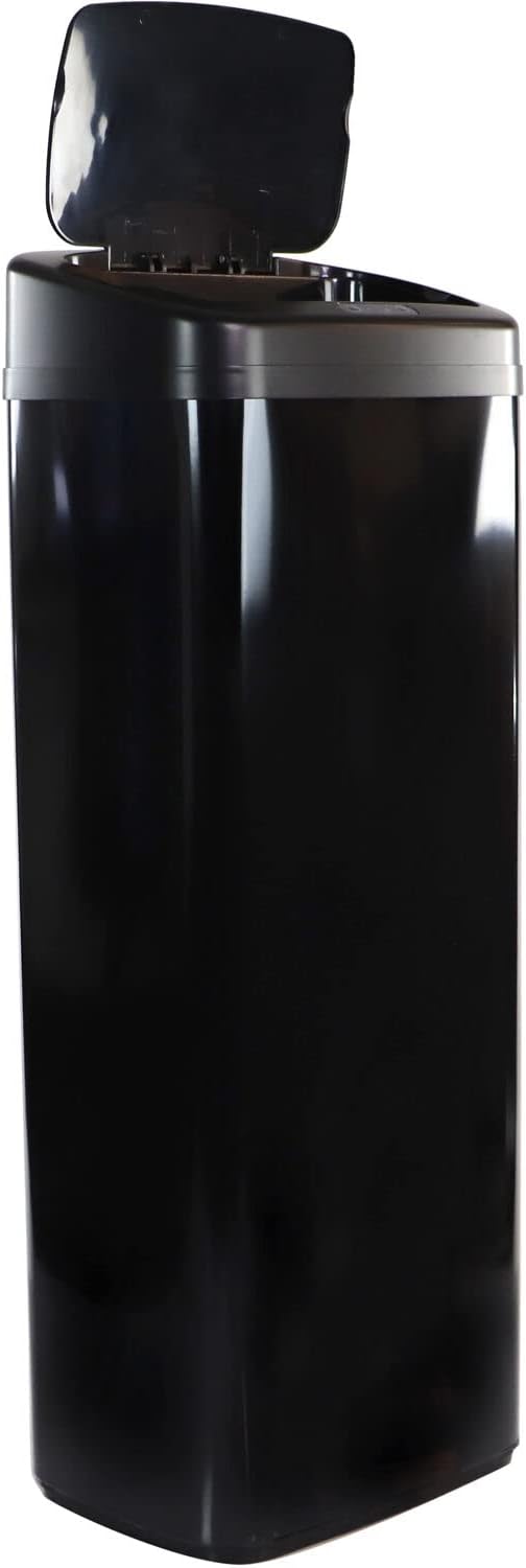 Hanover Home Hands-Free Steel Trash Can with Fingerprint-Resistant Finish and Soft-Close Motion Sensor Lid for Kitchen - 13.2 Gallons (50 Liters) in Black
