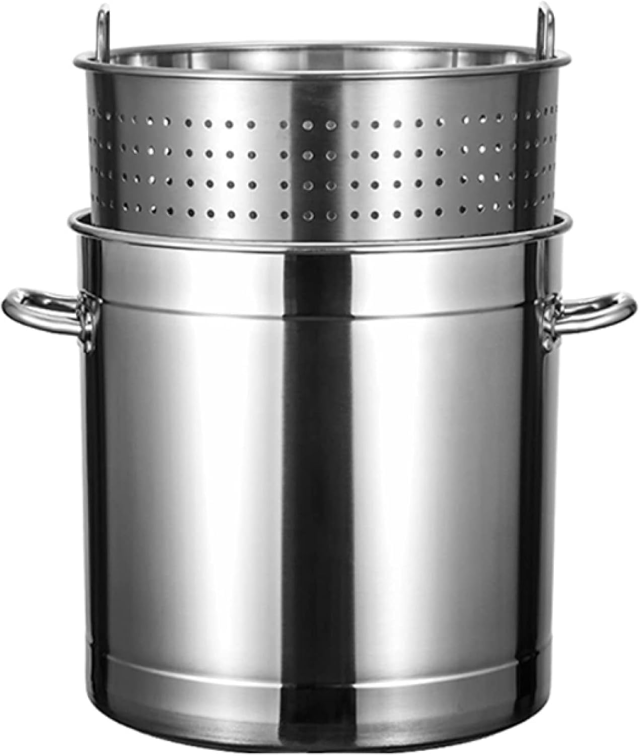 Stainless Steel Stockpot for Crawfish, Seafood, and Turkey Frying with Strainer Basket and Lid - Perfect for Steaming Crab and Lobster Outdoor Cooking(70L)