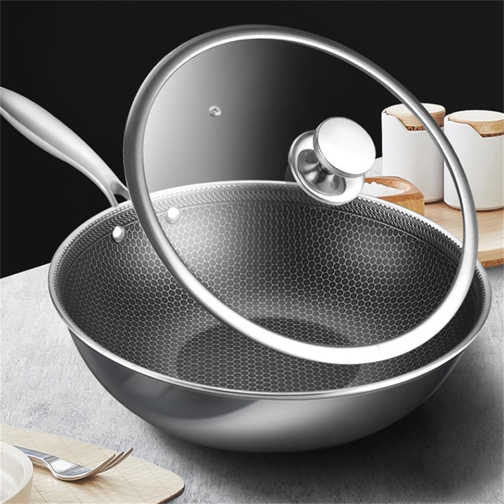 Stainless Steel Frying Pan Induction Gas Universal Pots and Pans Resistant Spatula