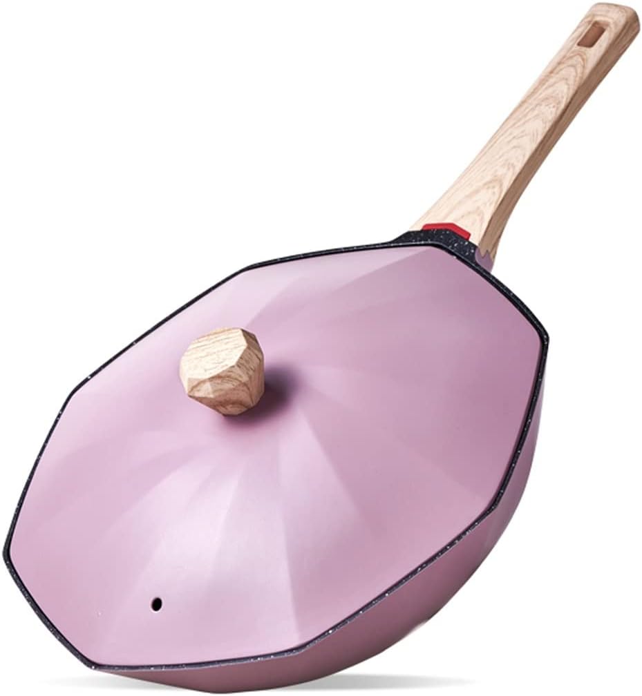 Metal Lid Wok Octagonal Non-stick Induction Kitchen Cookware Home