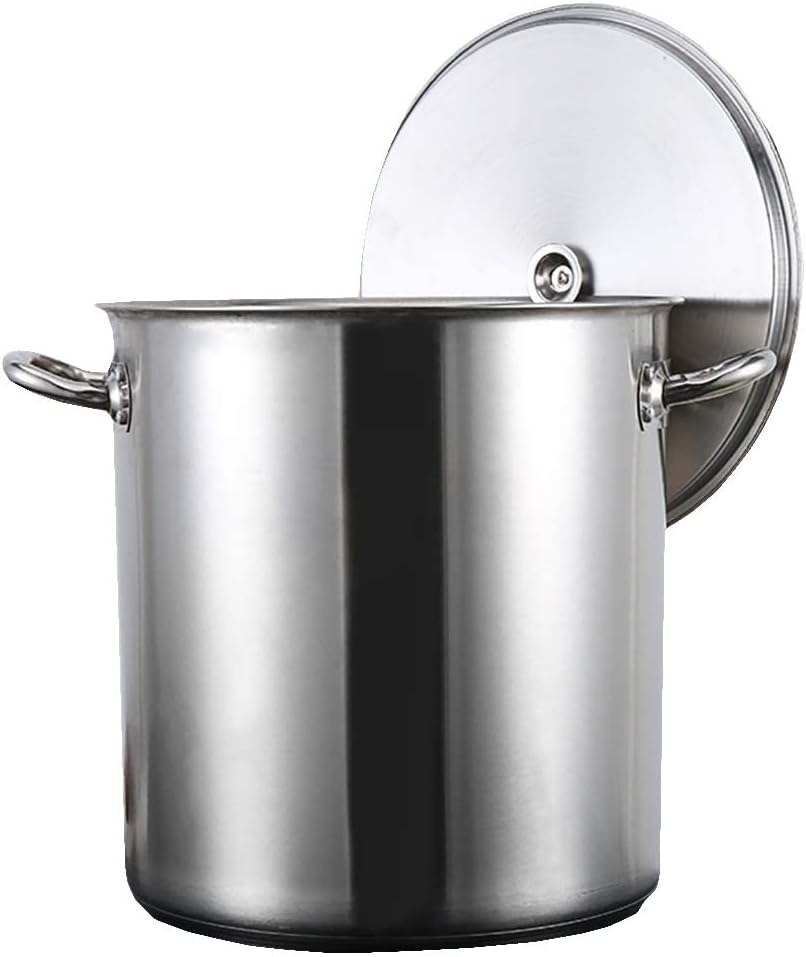 Stockpots Large Stockpot, Classic Stainless Steel 30cm Stock Pot with Lid, Mirror Polished Induction Pot, Suitable for Various Heat Sources(102 litres)