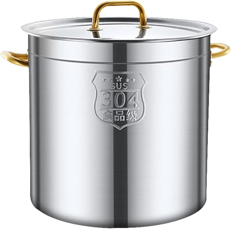 Stockpots Thickened Food Grade 304 Stainless Steel Soup Bucket Soup Pot, Commercial Soup Barrel with Lid, High-Capacity, Fast Heat Conduction(45 * 45cm(68L)