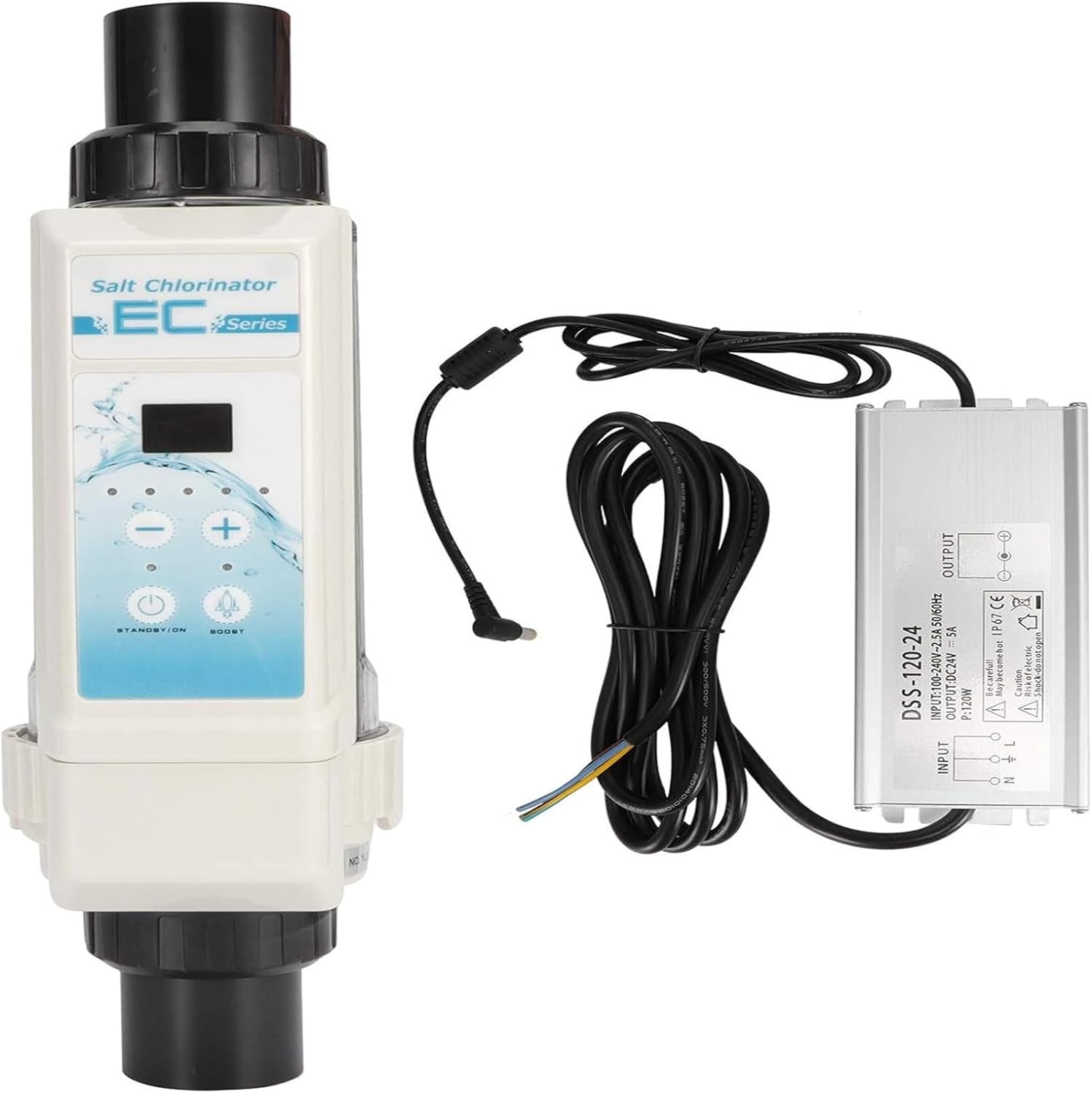 Pool Saltwater Salt Chlorine Generators Electrolysis Salt Chlorinator Device, 8/16/12/20g/h 100-240V Smart Salt Chlorinator System for Inground Pools- Built,25000gallons