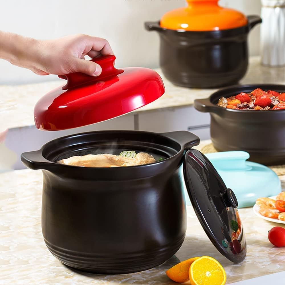 Clay Cooking Pot Terracotta Stew Pot Stockpots Clay Casserole Pot Ceramic Casserole Cold and Hot Alternately Without Cracking(Size:3L)