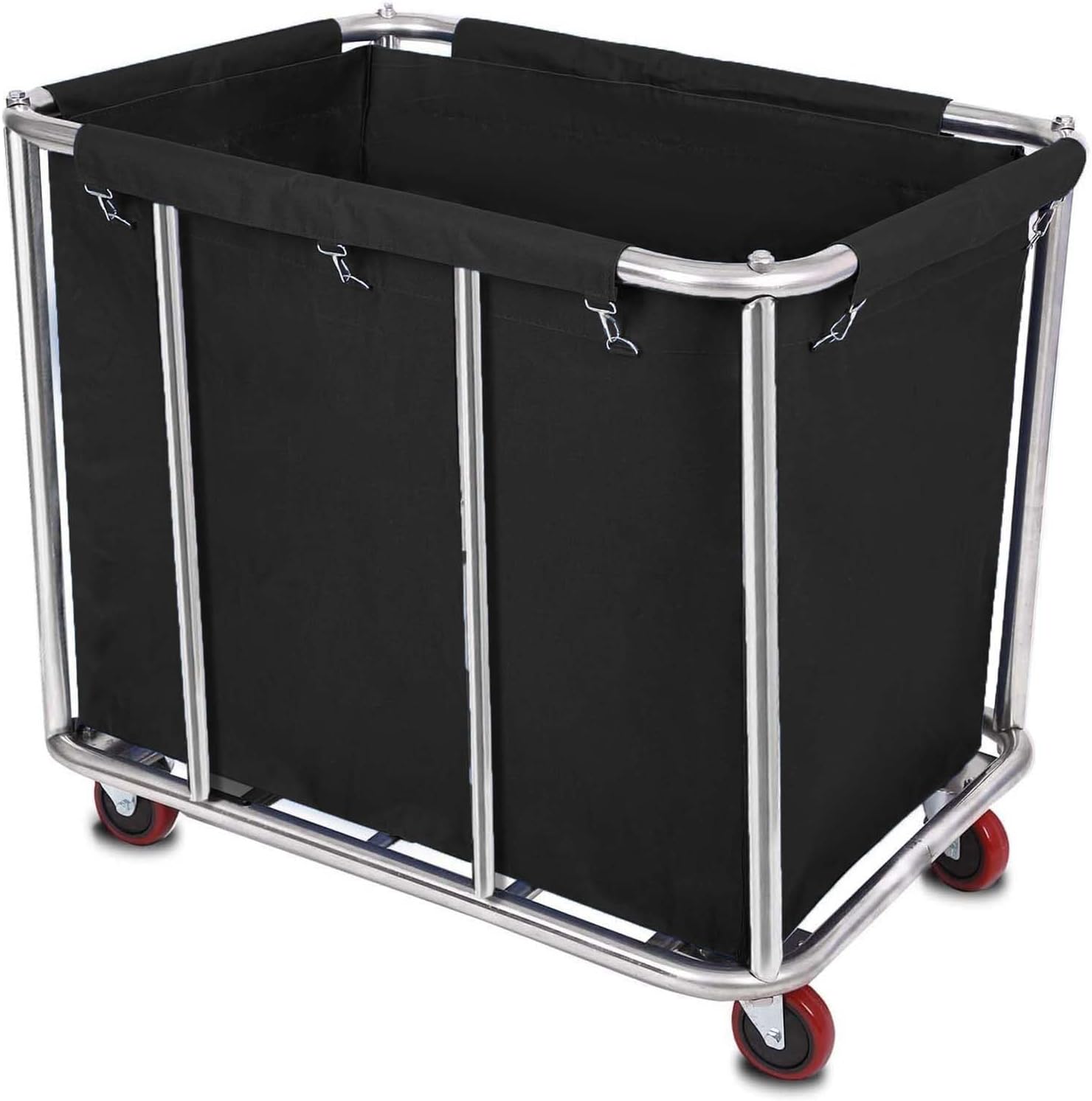 Laundry Cart Commercial/Home,12 Bushels Heavy Duty Large Stainless Steel Rolling Laundry Basket with Wheels for Hotel School Laundry，for Laundry/Sundries Organizer and Storage,286LBS Load