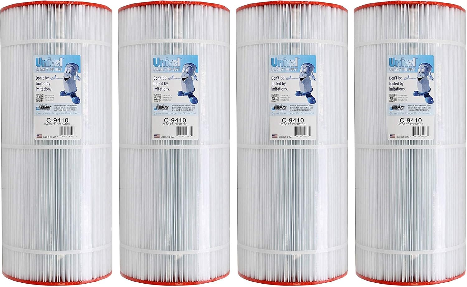 Unicel C-9410 100 Square Foot Media Replacement Pool Filter Cartridge with 155 Pleats, Compatible with Pentair, American, Pac Fab, & Sta-Rite (4 Pack)