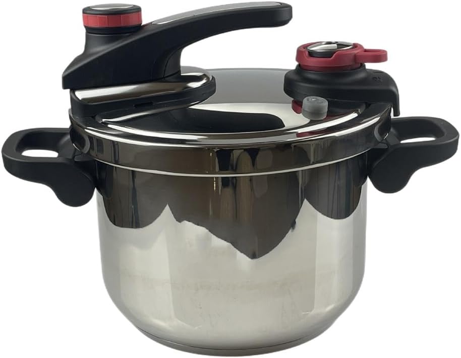 2-Speed Adjustment Rotary Switch Pressure Cooker Manual Exhaust 6L Stainless Steel Pressure Cooker,White-Fruit peach5-0.1 Quarts