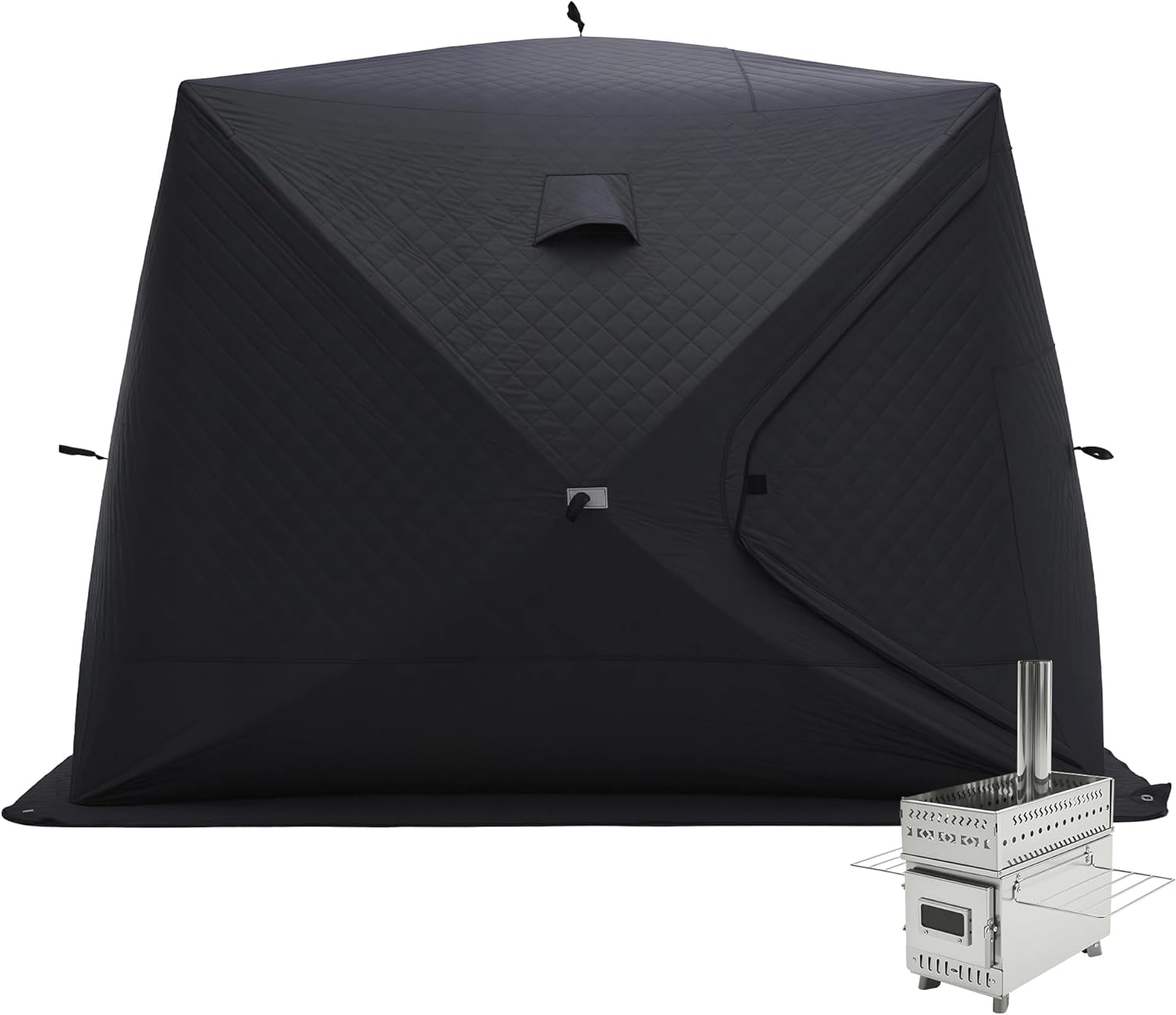 Albott Outdoor Sauna Tent, Portable Wood Burning with Stove, 4-6 Person Steam for Dry Sauna, Oxford Cloth & Carbon Steel Stove with Stone, 8.2’ x 8.2’ x 6.7’, Grey