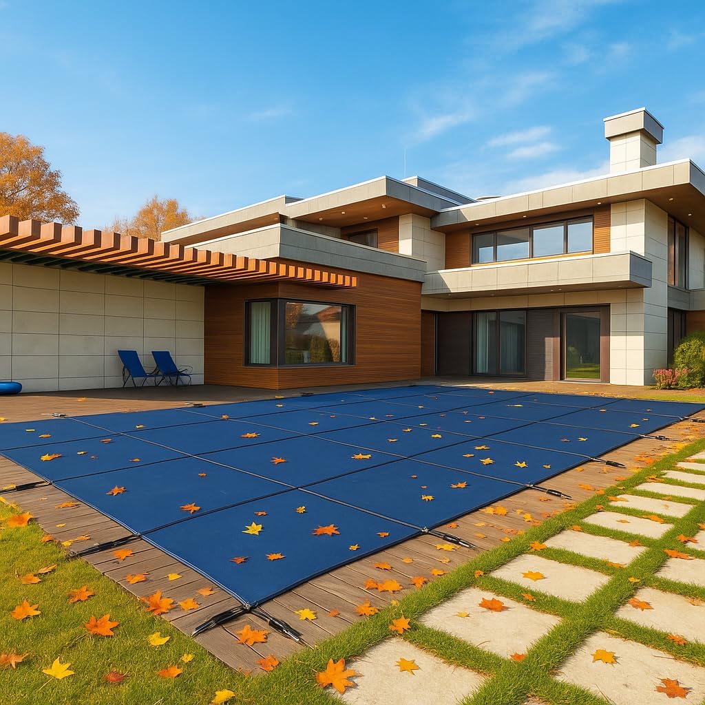 WaterWarden Inground Pool Safety Cover 25' x 45', Rectangle, 15-Year Warranty, UL Classified to ASTM F1346, Triple Stitched for MAX Strength, Abrasion Resistant, Hardware Included, Blue Mesh