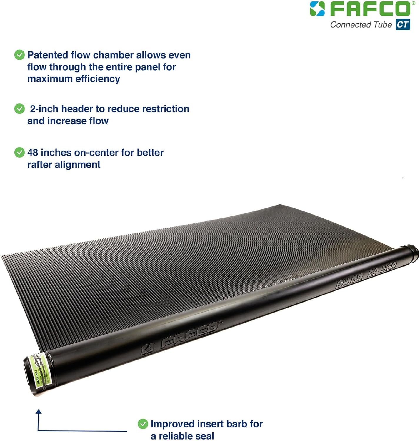 FAFCO Connected Tube (CT) 2 ft. x 12 ft. Solar Pool Heating Panel - Above Ground Pool Solar Heating (Panel and System Kits Sold Separately)