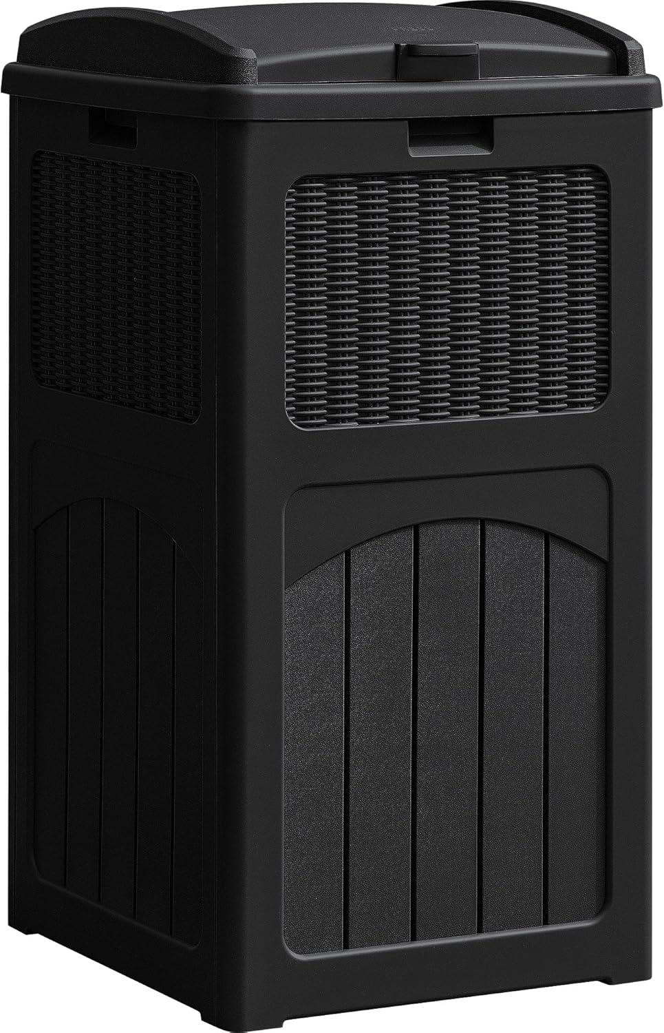 YESHOMY 4 Pack Outdoor Trash Can with Lid, Garbage Bins for Garden, Porch, Home and Kitchen, Black