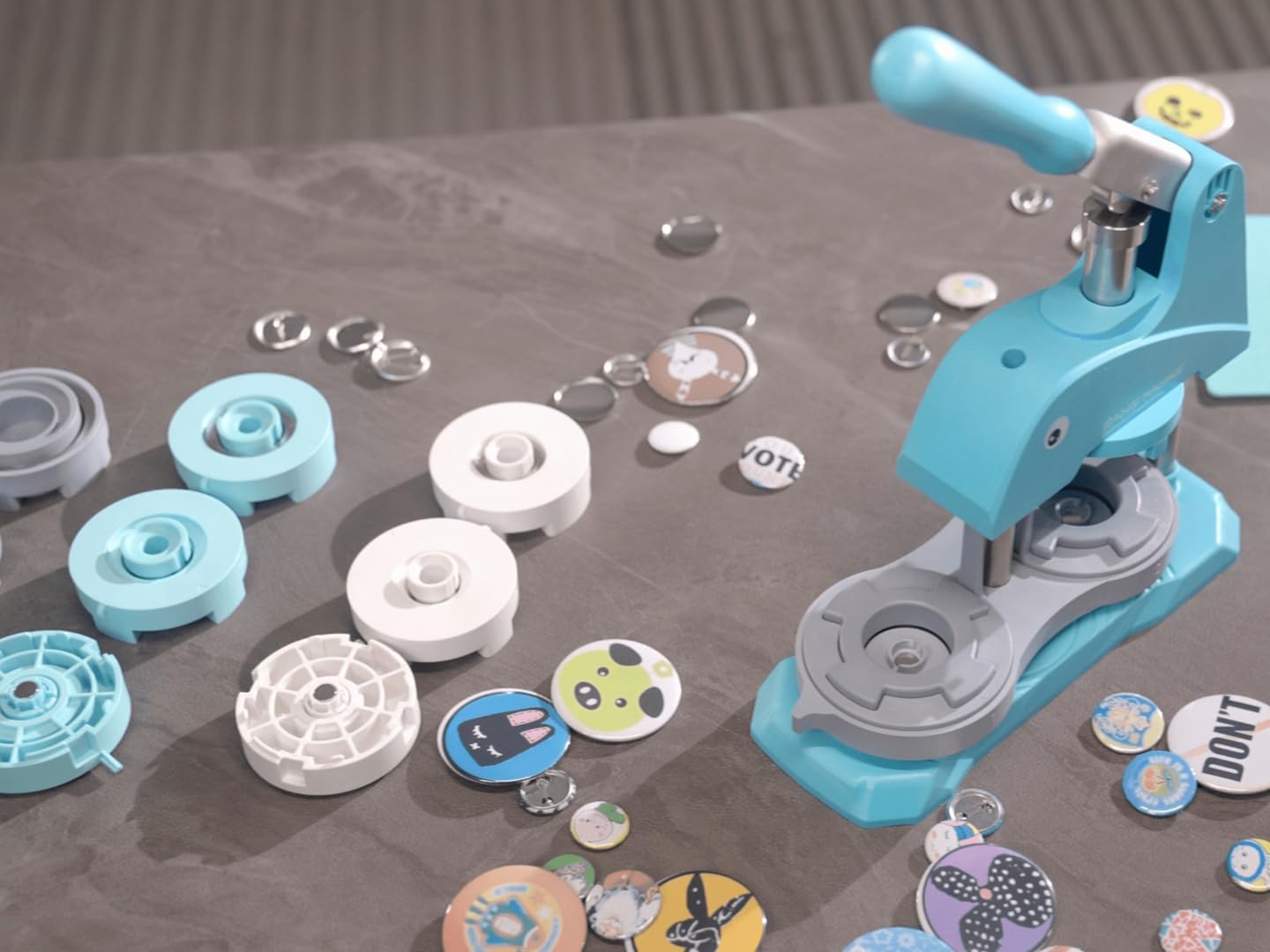 Button Maker Machine Multiple Sizes, 300 Pcs 1''/1.25''/2.25'' Button Press Pin Maker Machine Kit, Badge Making Supplies W/Button Machine, Dies, Badge Refills, Cirle Cutters, DIY Custom Pin Badge