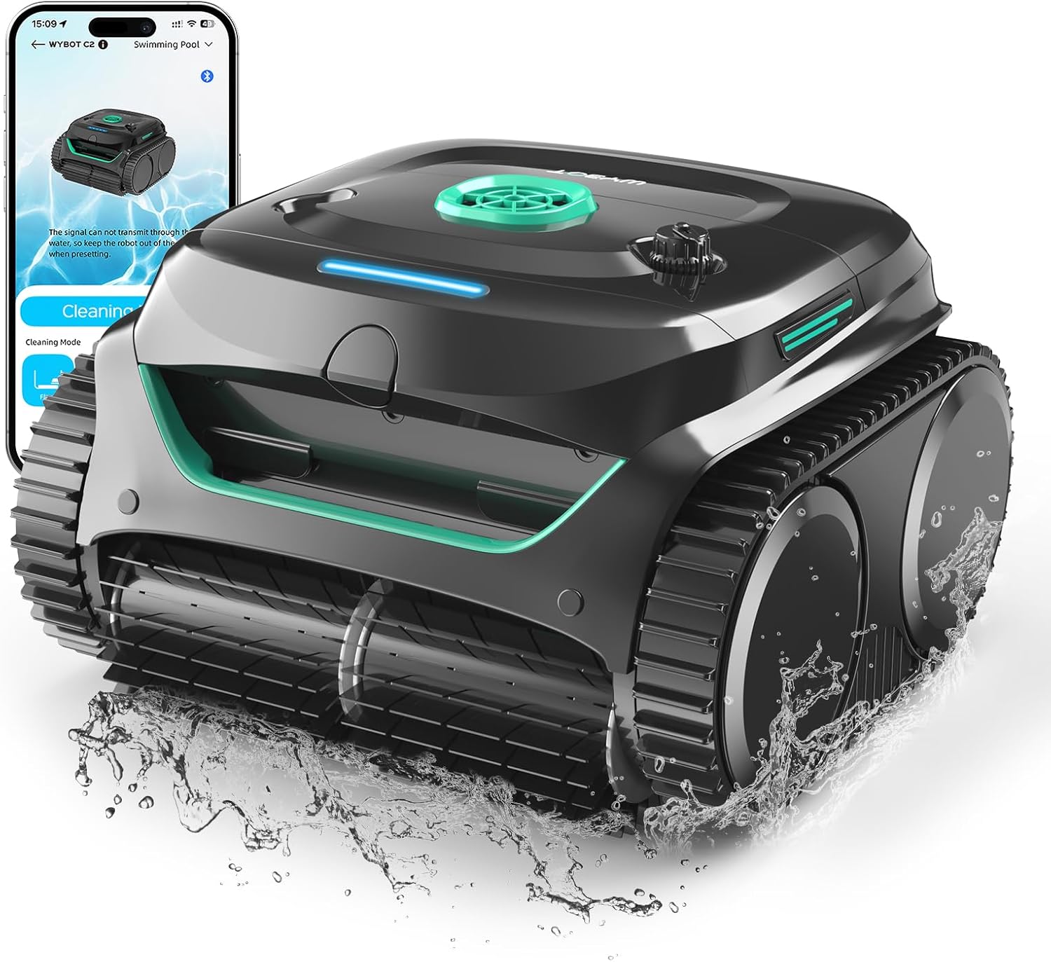 (2025 New) WYBOT C2 SE Cordless Robotic Pool Cleaner, up to 1614 Sq.ft, 150 mins, Pool Robot Vacuum for Inground Pools with Ultra-fine Filter, Triple-Motors, 7 Cleaning Modes, App Control