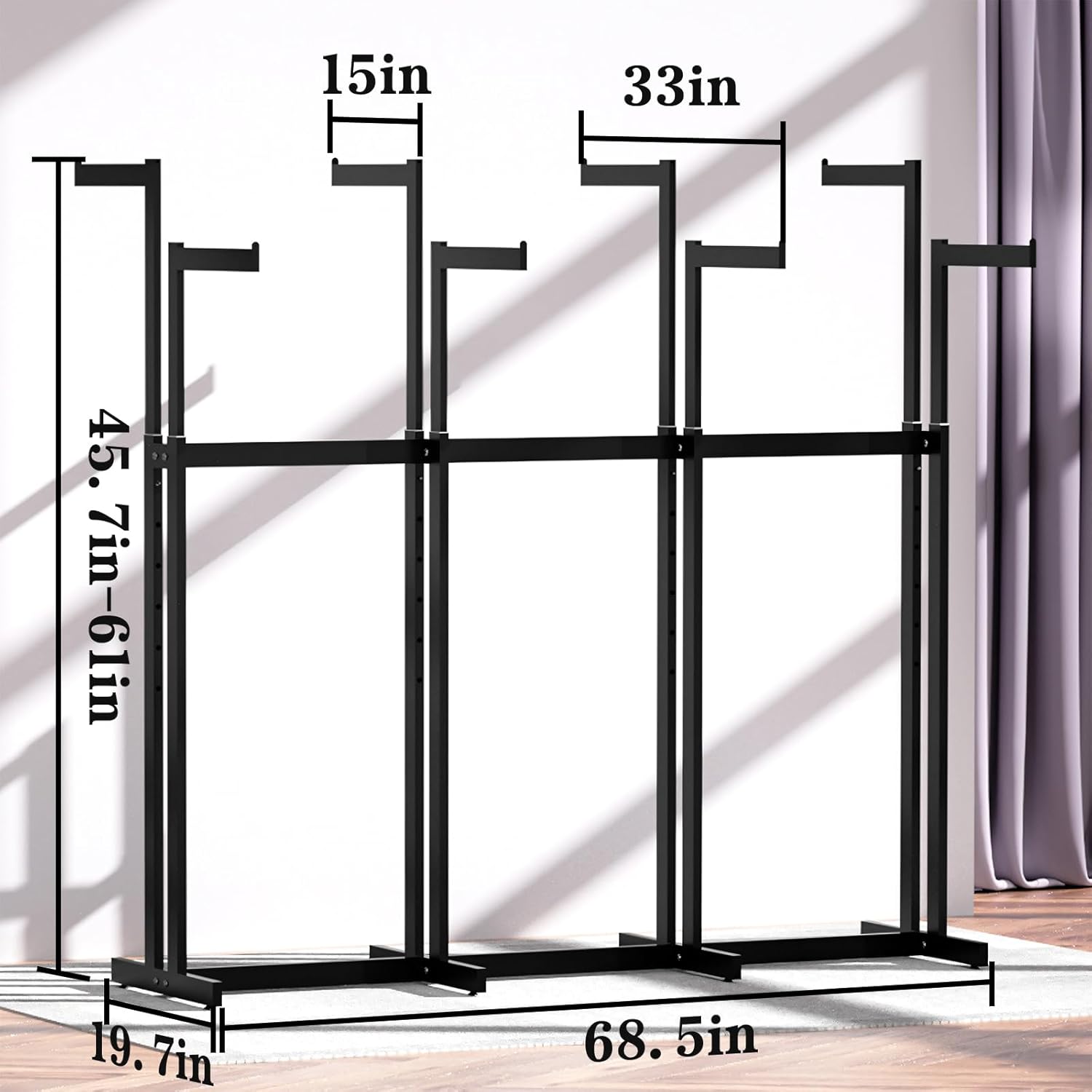 Retail Clothing Rack - for Hanging Clothes, Rolling Metal Garment Racks Heavy Duty, Black Commercial Clothing Display Rack, Clothes Organizer with Wheels (8 Arm,Black)