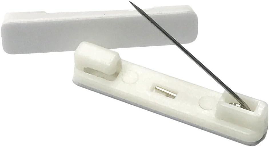 White Safety Pin Bar w/Adhesive ID Badge Crafts (1000 pcs)