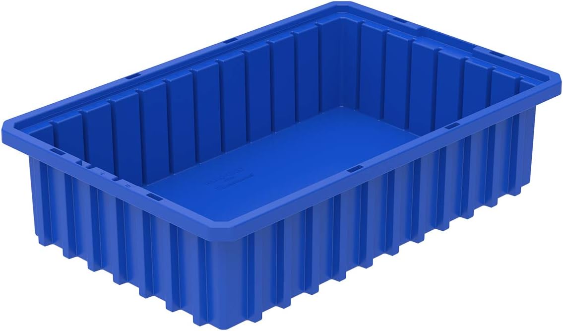 Akro-Mils - 33164BLUE 33164 Akro-Grid Plastic Slotted Dividable Modu Box Stackable Grid Storage Tote Container, (16-1/2-Inch L x 10-7/8-Inch W x 4-Inch H), (12 Pack), Blue