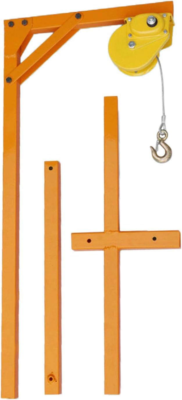 Air Conditioner Ladder Crane, Stainless Steel Hand Winch Air Conditioner Lifting Tool Electric Pulley System Outside Installation Bracket Crane Lift Folding Self-Locking Manual Winch(15M)