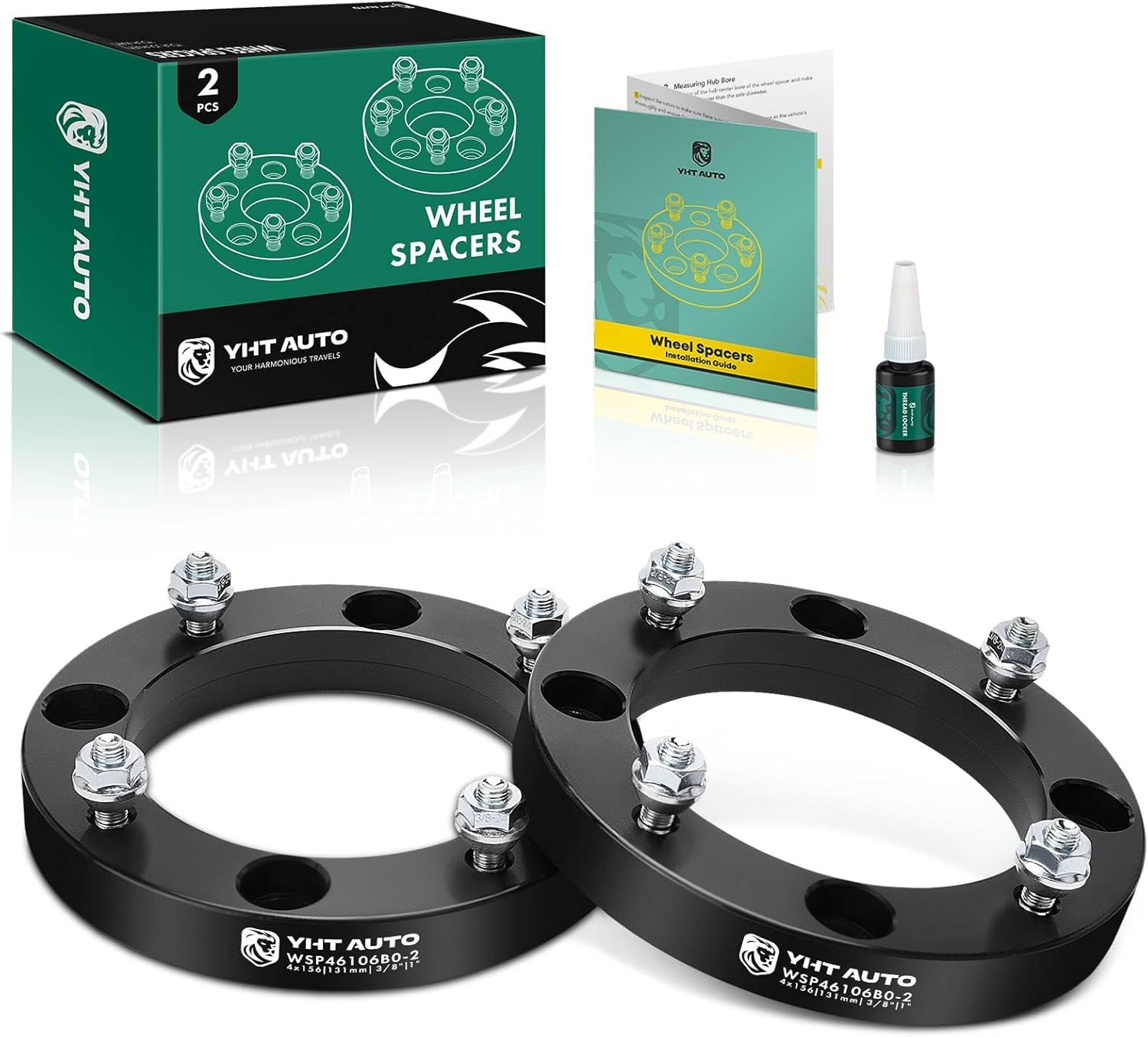 YHTAUTO 4x156mm ATV Wheel Spacers 1.5 Inch Fits Polaris & Yamaha Models, Sportsman, RZR, Magnum, Predator, Raptor, Banshee, Blaster, Moto, 4 Lug Silver Tire Spacers, 131mm Center Bore 3/8 Studs, 4PCS