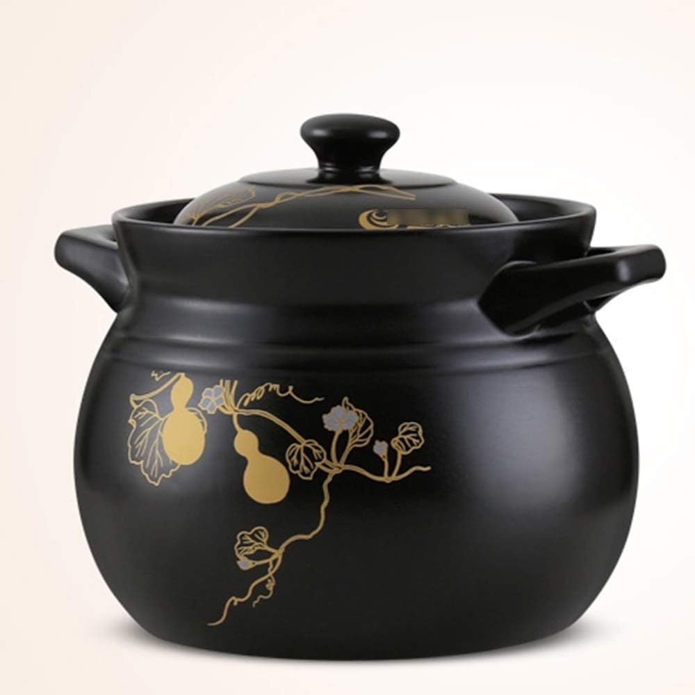 Black Pottery King High temperature resistant dry burning without cracking large capacity casserole cooker household gas Ceramic soup pot(E)
