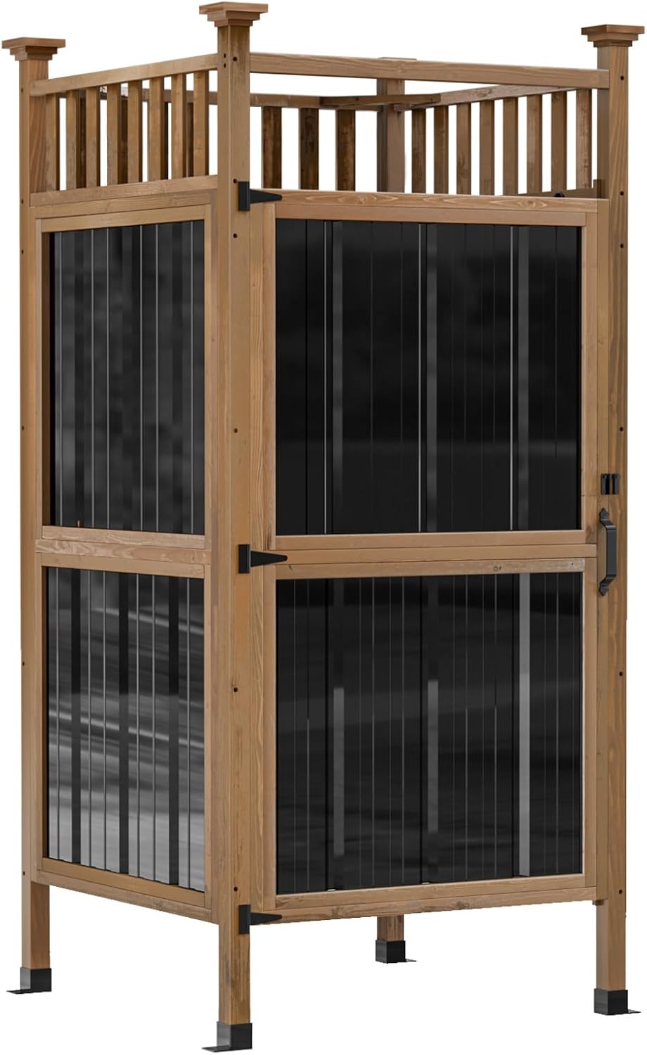 GDLF Outdoor Shower Enclosure with Lockable Door, Privacy Outside Shower Stall with Metal Panels, Hooks & Shelves, Outdoor Changing Room for Pool Wash Station, Changing Room or Beach Rinse Station