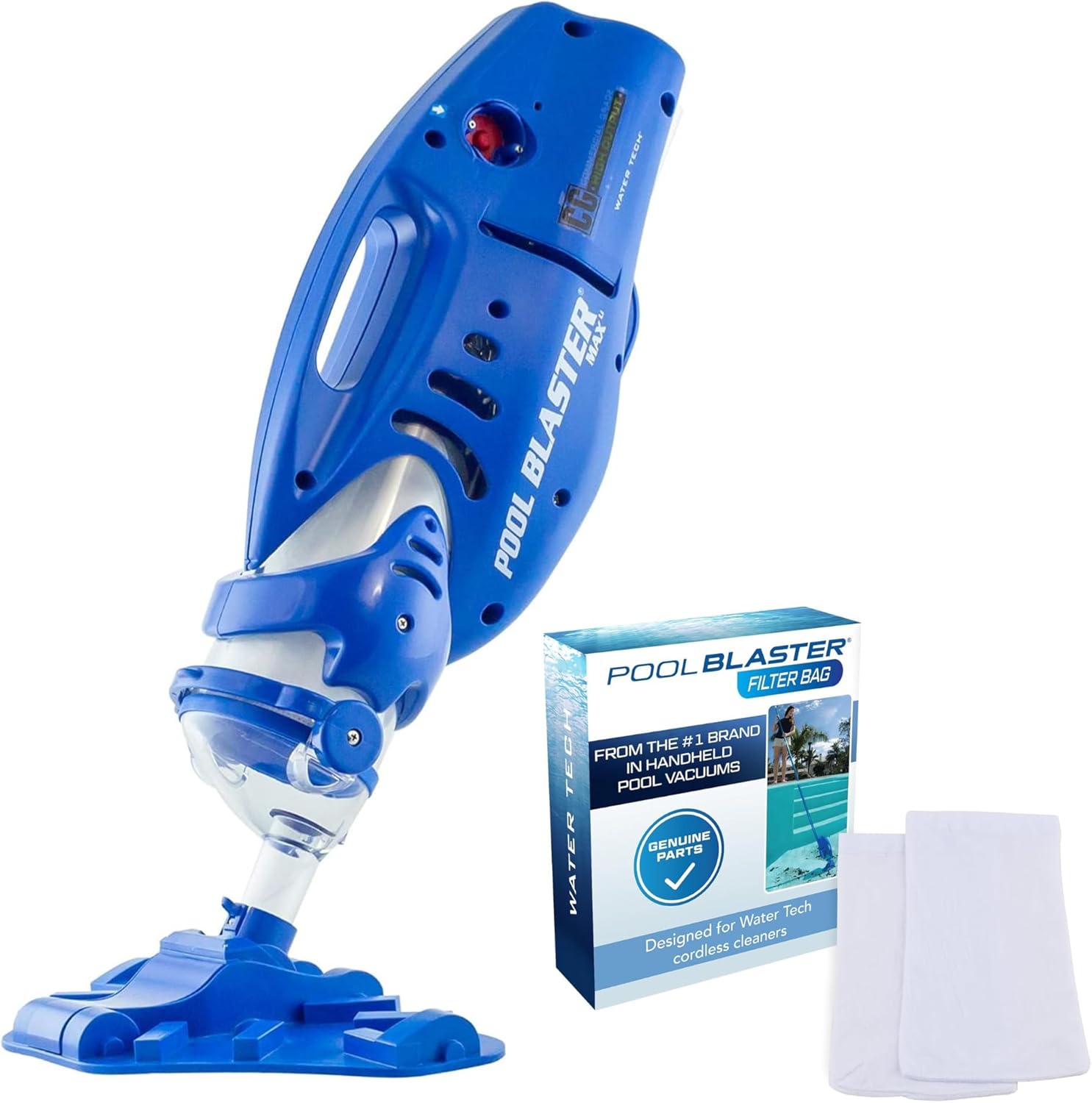POOL BLASTER Max CG Cordless Pool Vacuum with Genuine Microfilter Bags, Commercial Grade Handheld Rechargeable Cleaner for Inground and Above Ground Pools, Heavy Duty Power by Water Tech