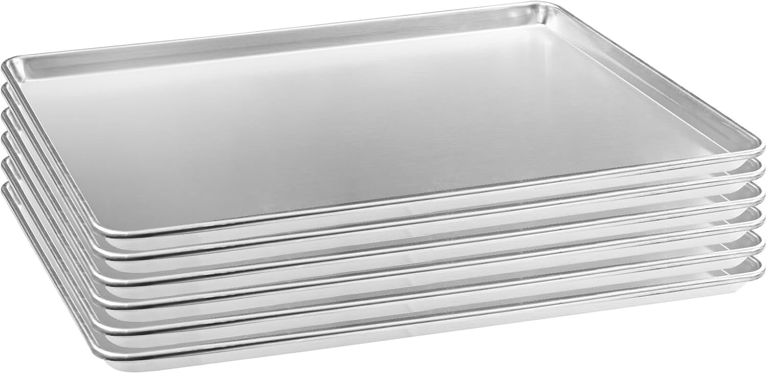 HARDURA Aluminum Baking Sheet Pan 18”L X 26”W X 1”H Cookie Sheet, 6Packs, For Oven in Bakery & Restaurant, Kitchen