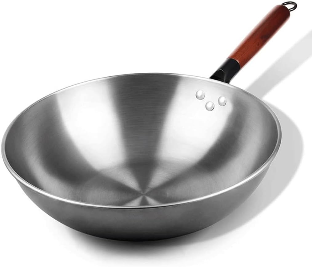 Wok Non-coated Non-stick Detachable Kitchen Cookware with Wooden Handle