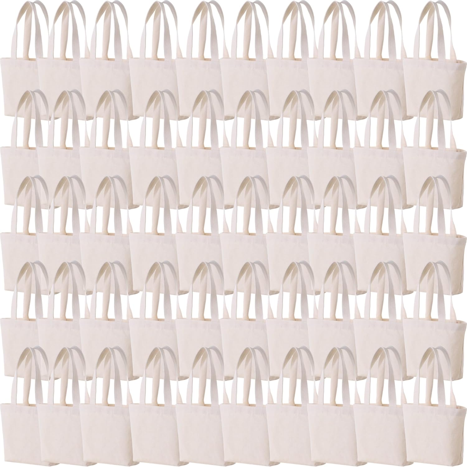 10×8×3 Inch - Small Canvas Tote Bags for Kids Mini Gift Bulk for Painting DIY Arts & Crafts Thick Fabric Bland Bags