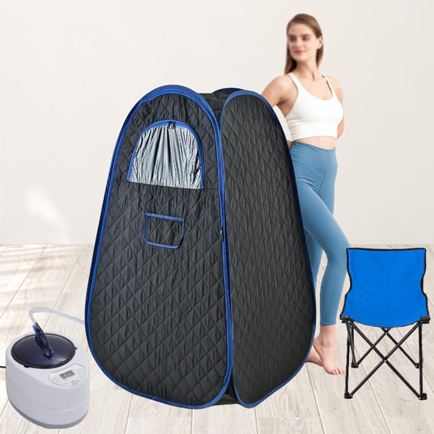 Portable Folding Steam Box, 80 * 80 * 130CM Household Steam Room with 2L Steam Generator & Remote Control, Full Body Steam Sauna for Home Spa, Relaxing and Rejuvenating Anywhere