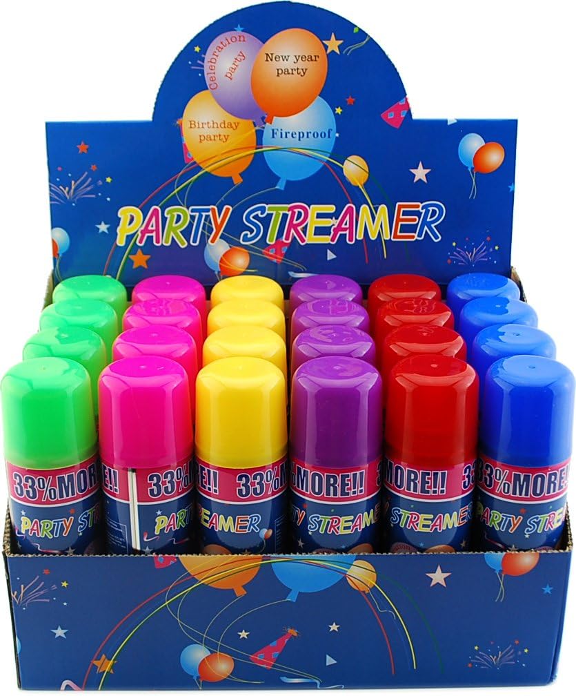 48 Pack Wholesale Lot: Party Crazy String Streamer Spray Cans Wholesale Lot