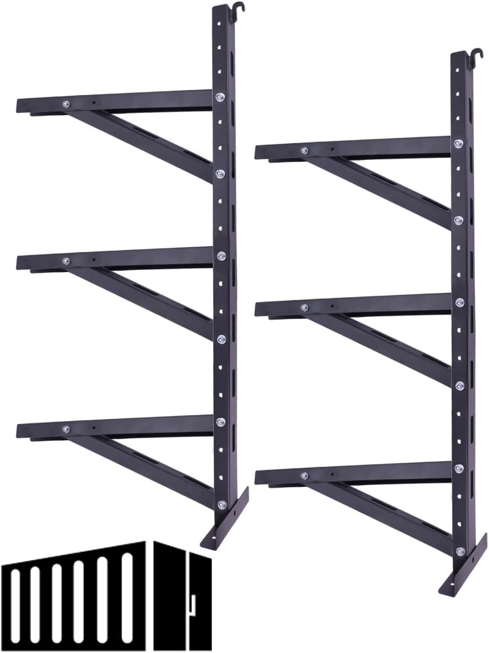 Shipping Container Shelving Rack Container Hanging Shelf Brackets Adjustable Rack Fit for 12in 24 in Lumber Efficient Storage Space No-drill Installation Vertical Storage