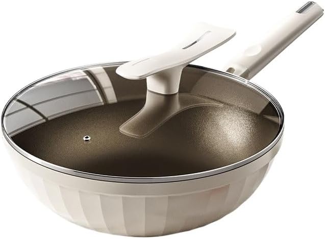 The Hybrid Non-Stick Wok Thickened Non-stick Pan Alloy Household Flat Bottom Cooking Wok Gas Stove Induction Cooker Family kitchen(32cm)