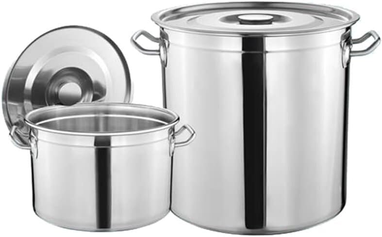 Large Stainless Steel Soup Pot - Outdoor Deep Turkey Fryer with Basket & Lid for Seafood Boil & Crab Cooking(70 Litres)
