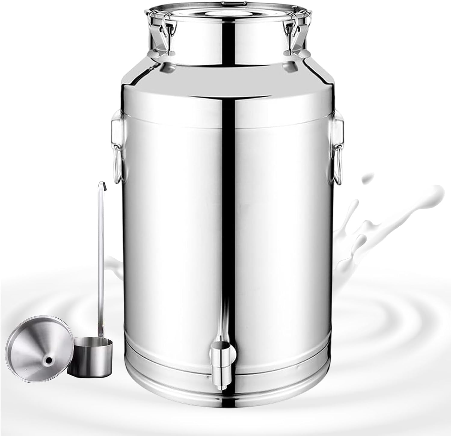 Stock Pot with Spigot, 304 Stainless Steel Milk Transport Can - Milk Churn Pot with Sealed Lid and Optional Spigot for Dairy Use(68L)