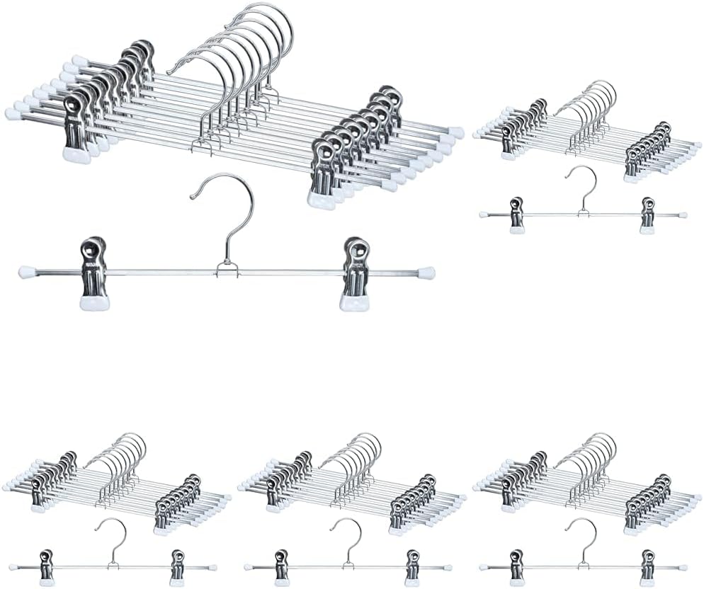 Mawa by Reston Lloyd Non-Slip Space-Saving Clothes Hanger for Pants & Skirts with Two Clips, Style K/40D, 15 3/4