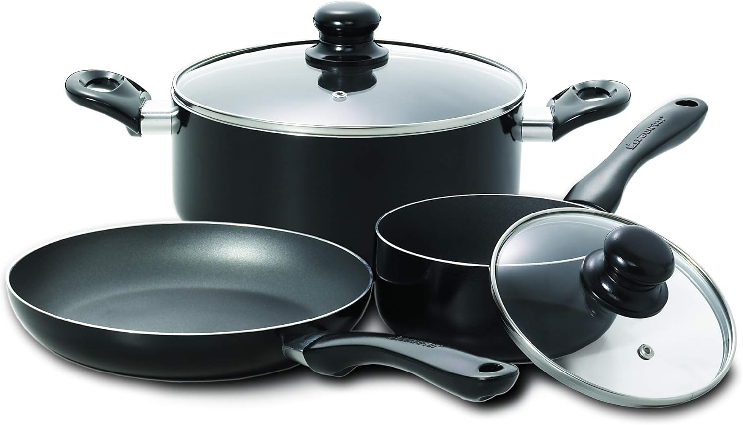 Starfrit Simplicity 5PC Cookware Set - Durable Stainless Steel - Oven Safe - PFOA Free - Easy to Clean - Black