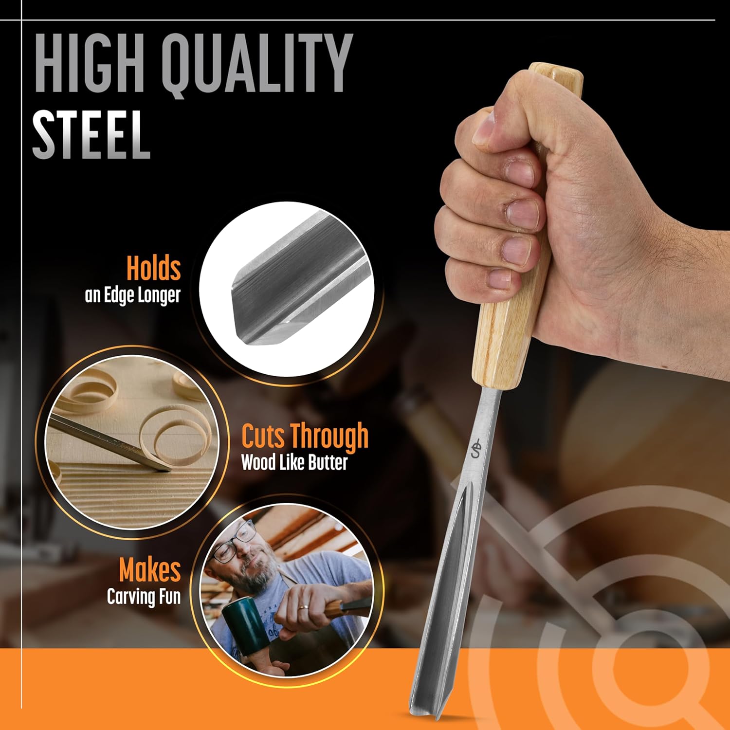 High-Quality Wood Carving Tools Set of 7 Chisels and Gouges with Canvas Case, Razor Sharp CR-V 60 Steel Woodworking Tools, Perfect Wood Carving Chisel Set for Beginners and Professionals from Schaaf