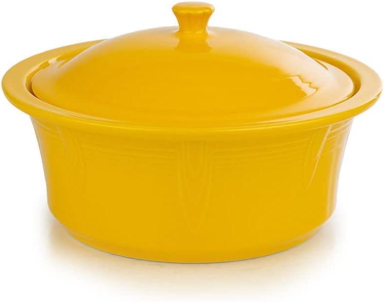 Fiesta® Covered Casserole, Large (90 oz) – Durable Ceramic, Lead-Free, Dishwasher/Microwave/Oven Safe – Made in USA Dinnerware - Daffodil