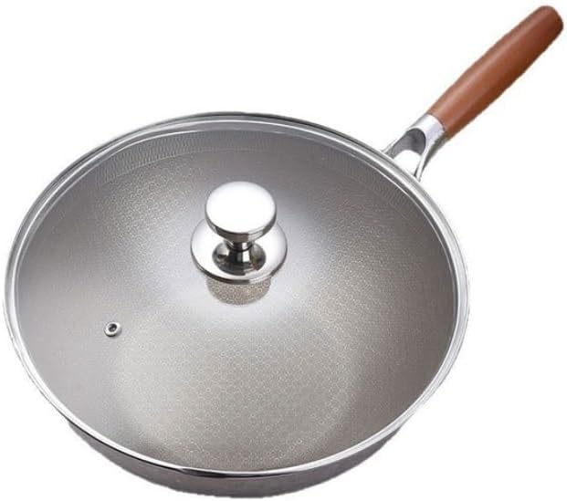 The Hybrid Non-Stick Wok Household Frying Pan Stainless Steel Cooking Wok Non-stick No Coating Gas Stove Induction Cooker Family kitchen(24cm)