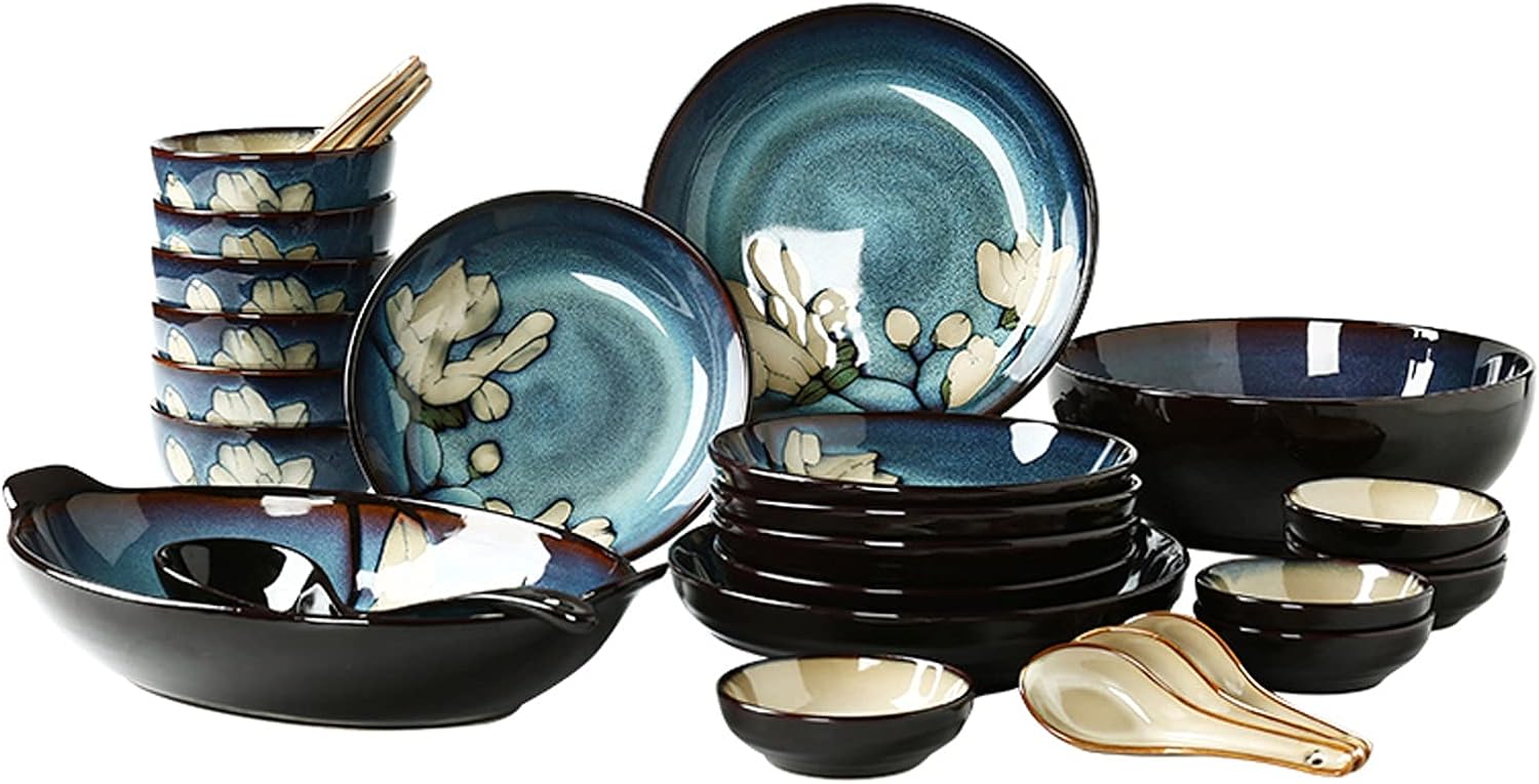 Dinner Plate Stylish Dinner Set for Restaurant and Home, Ceramic Tableware Set, 28-Piece Set of Thick Colored Bowls and Plates, Ceramic Tableware Set, Tablewar