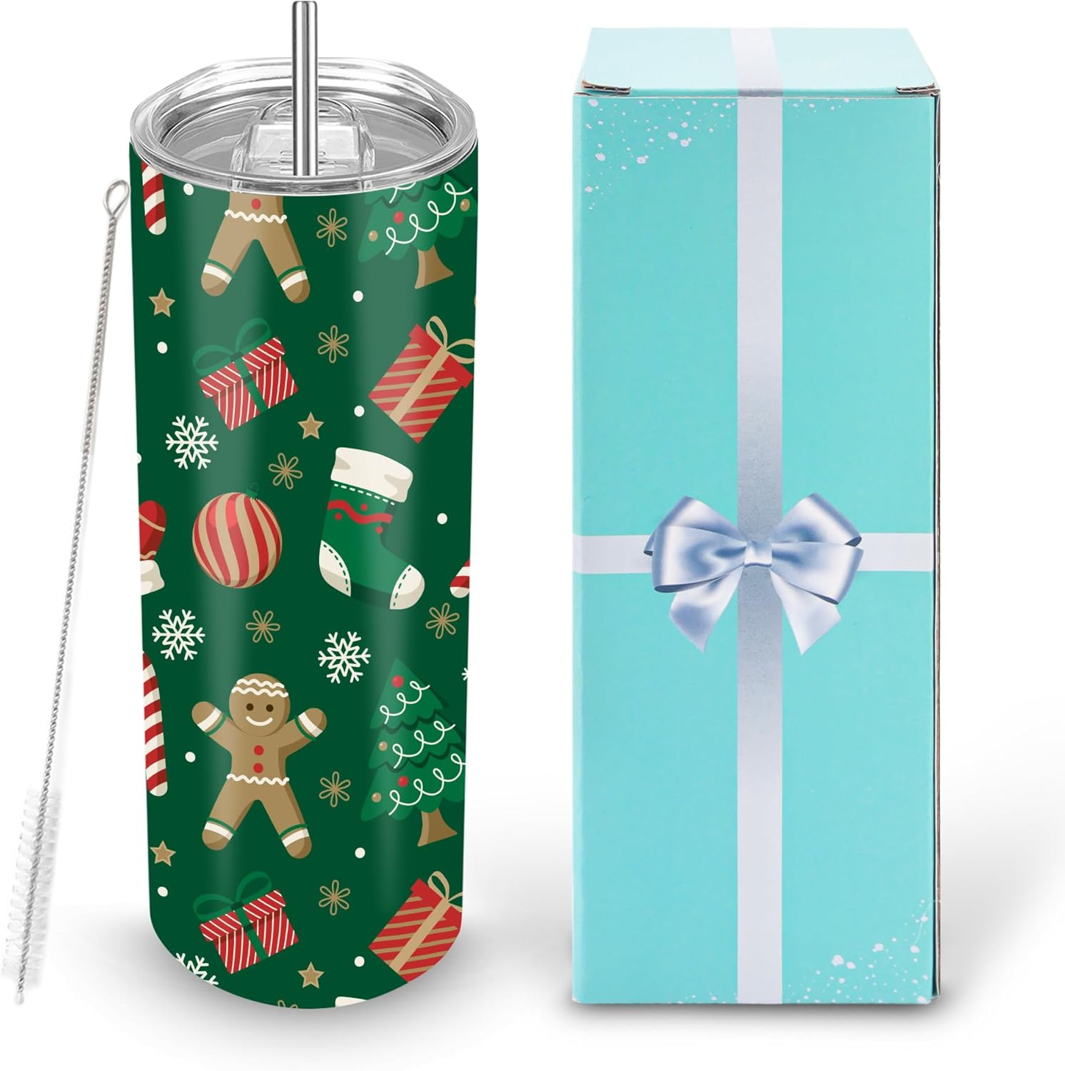 D·S 25 Pack Sublimation Tumblers Bulk 20 oz Skinny Straight Flat Bottom Blank Tumbler Cups with Individual Gift Boxed for Heat Transfer DIY Craft