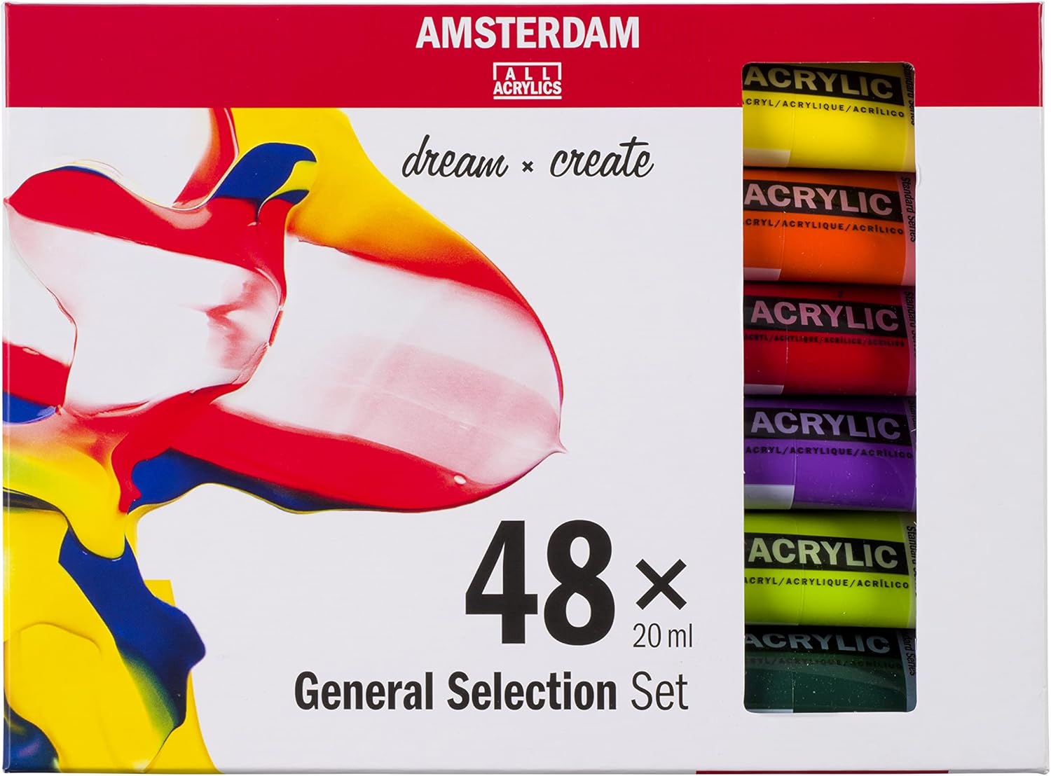 Amsterdam Standard Series Acrylic Paint Set for Beginners | Sample Set (48 x 20 ml Tubes) | Base Colour Selection