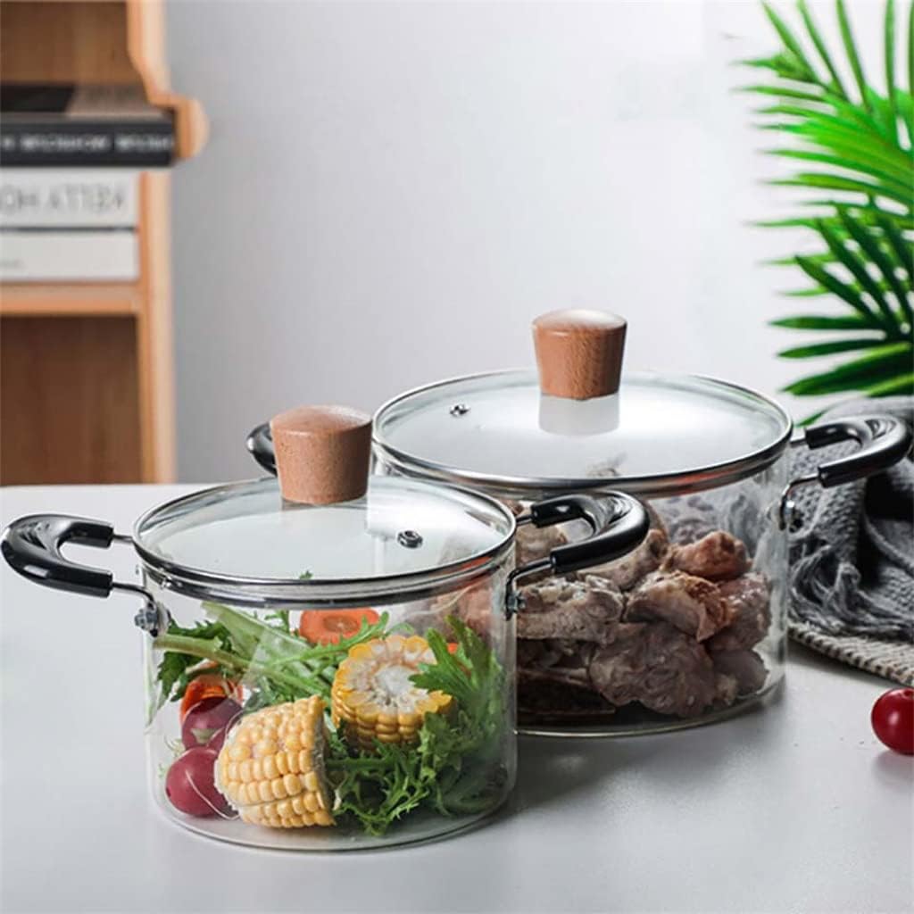 2.3L Household Glass Cooking Pot Heat-resistant Soup Transparent Salad Instant Noodle Bowl