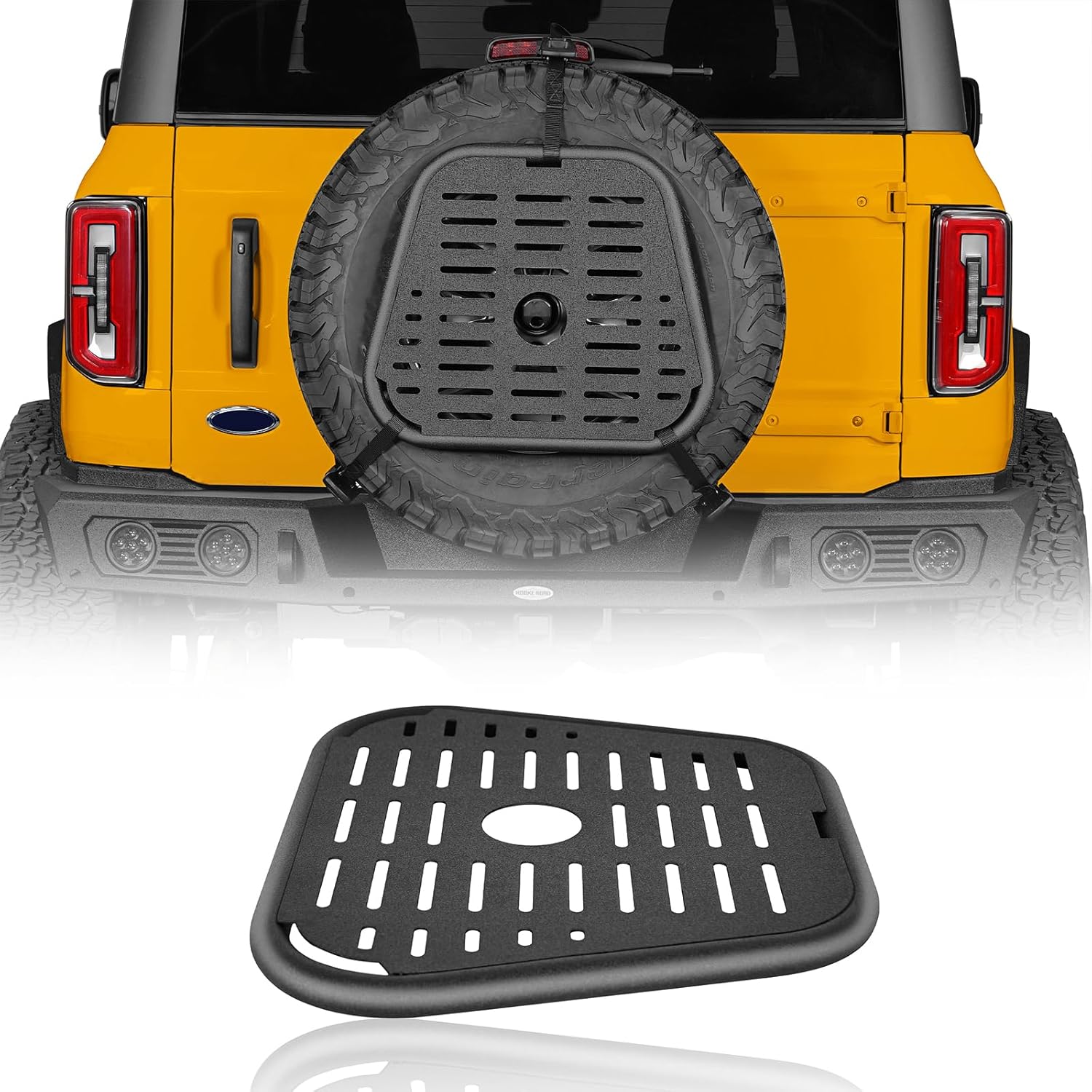Hooke Road Spare Tire Molle Panel Storage Panel Perforated Board Compatible with Jeep Wrangler YJ TJ JK 1987-2018 Ford Bronco 2021-2025